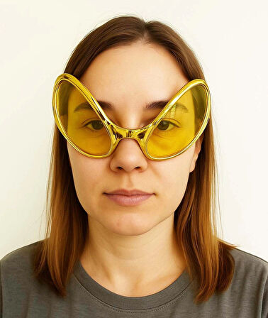 Gözlük - 80 Li 90 Lı Yıllar Parti Gözlüğü Gold Renk 8X13 Cm