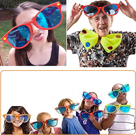 Büyük Parti Gözlüğü Rengarenk 12 Adet 27X9 Cm