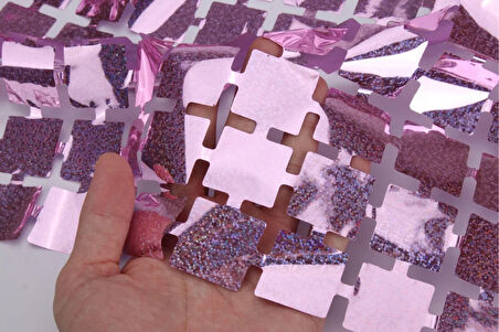 Ekstra Metalize Rose Gold Renk Disko Dikdörtgen Kesim Kapı Perdesi Dekorasyon 1X2 Metre