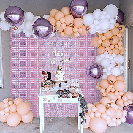 Ekstra Metalize Rose Gold Renk Disko Dikdörtgen Kesim Kapı Perdesi Dekorasyon 1X2 Metre