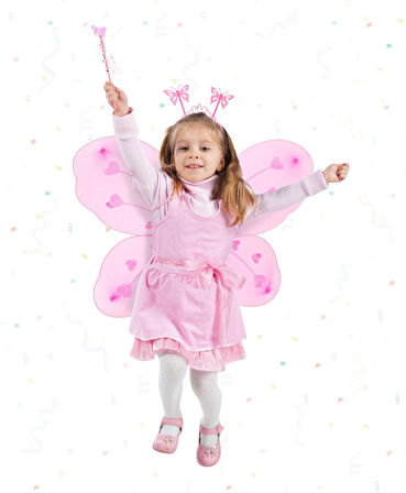 Pembe Kız Seti – 50 Cm Kanadı, Taç Ve Asa