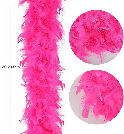 Fuşya Renk Kabarık Kalın Otriş Boa Tüy 6 Cm Genişlik 180-200 Cm Uzunluk