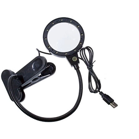 12 Led Clipslı Işıklı Büyüteç,Işıklı Masa Lambası Çalışma Lambası