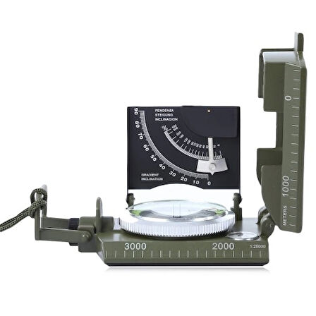 Prizmatik Suya Dayanıklı Işıltılı Pusula Ile Kılıfı Askeri Ordu Kamp Yürüyüş Seyahat Için Jeoloji Pu