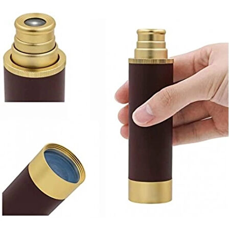 30X40 Panda Büyük Mercekli Pirinç Gövdeli Deri Çantalı Denizcilik Korsan Dürbün