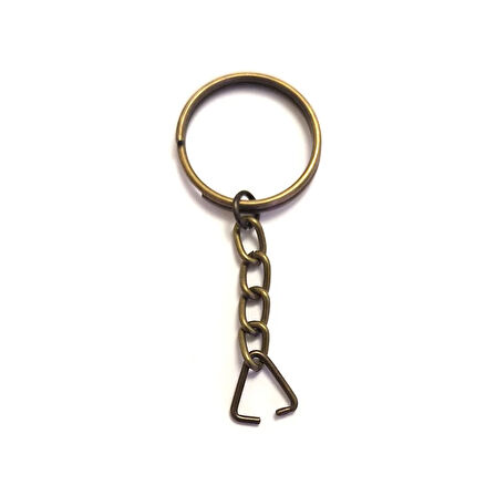 Anahtarlık Halkası, Halka + Zincir + Üçgen, 24Mm, Antik, 1 Adet