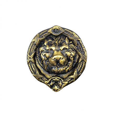 Antika Tarz Dekoratif Pirinç Kapı Tokmağı, Taktak - 185 Mm, Antik