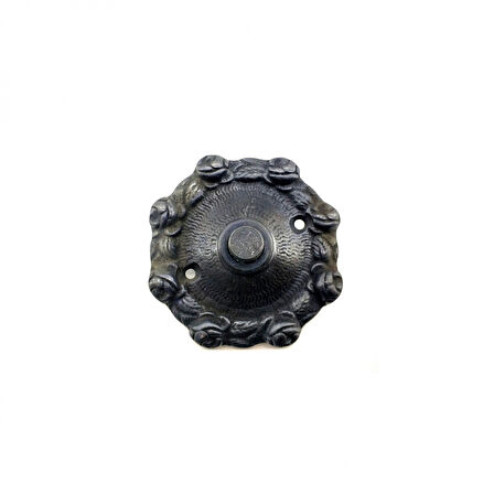 Antika Tarz Dekoratif Pirinç Güllü Kapı Zili - 75Mm, Oksit