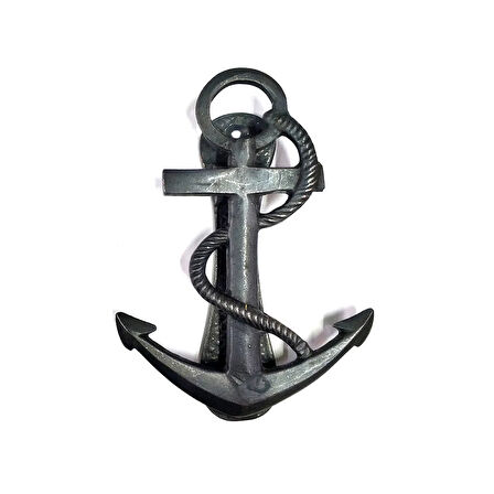 Antika Tarz Dekoratif Pirinç Halatlı, Çapa, Denizci, Gemici Kapı Tokmağı, Taktak - 170X60Mm, Oksit