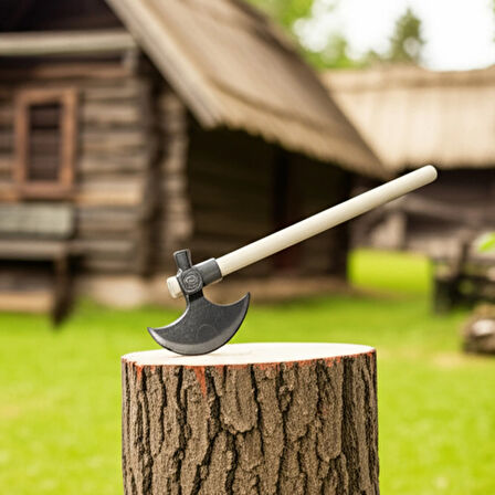 Kayı (Iyı) Damgalı Nacak, Ay Balta – Çekiç Başlı, Küçük Boy, Ahşap Saplı 40 Cm