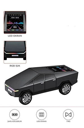 D68 Cyber Model Araba Tasarımlı Bluetooth Hoparlör 15W Güçlü Ses Rgb Led /Tws/Usb Siyah