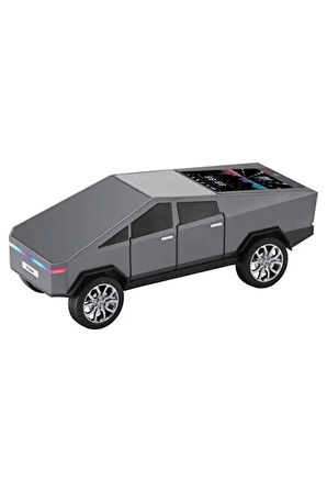 D68 Cyber Model Araba Tasarımlı Bluetooth Hoparlör 15W Güçlü Ses Rgb Led /Tws/Usb Gri