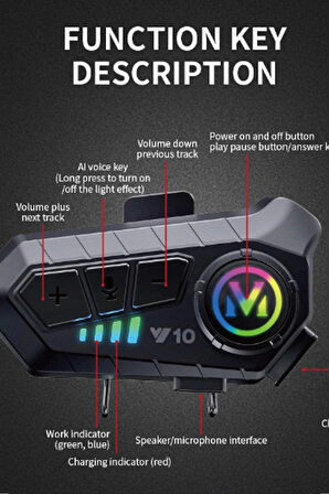 Y10 Kask Kulaklık Bluetooth Motosiklet Kulaklık 5,3 Bluetooth Intercom Motorsiklet Kulaklık