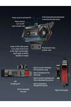 Bt57 Motosiklet Kask Kulaklık Intercom Işıklı Motorsiklet Interkom