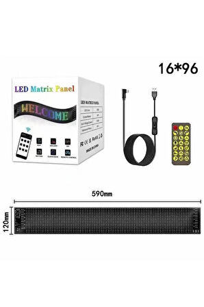Rp1259 Led Panel 16X96Cm Telefon Kontrollü Kayar Led Animasyon Aydınlatma