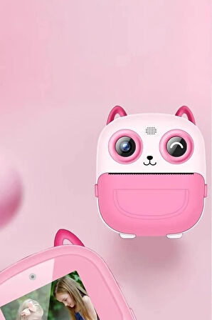 Dijital Video Fotoğraf App Destekli Çocuk Kamerası Termal Resim Kağıt Baskılı Yazıcı Pembe