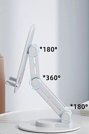 F17S Masaüstü Telefon Tutucu Döner Tabanı Alüminyum Paslanmaz Çelik Katlanabilir