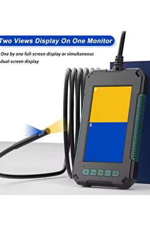 Ekranlı Çift Kameralı 10 Mt Hafıza Kart Destekli Sert Kablo Yılan Endoskop Kamera 5.5 Mm 4.3 Inc