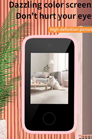 Telefon Modelli Çocuk Dijital Fotoğraf Makinası Çift Kameralı Dokunmatik Ekran 2.0 Ekran