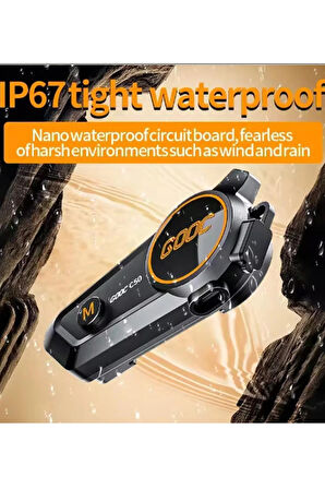 C50 2X Motosiklet Intercom Kask Kulaklık 1000 Mah Rgb Işıklı Çift Eşleşme