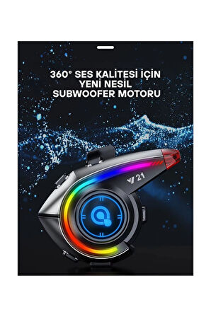 Y21 Rgb Işık Efektli Intercom Bluetooth Motosiklet Kask Kulaklığı Intercom Kulaklık