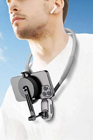 360 Derece Ayarlanabilir Boyun Askılı Manyetik Telefon Tutucu