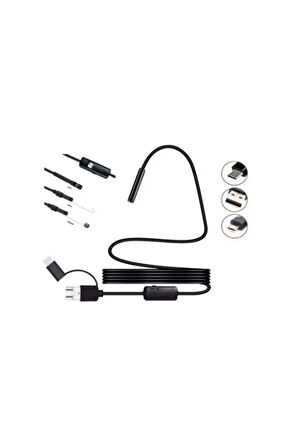 Endoskop Yılan Video Kamera Led’Li 5 Metre 7 Mm Sert Kablo Yüksek Kaliteli Stereo