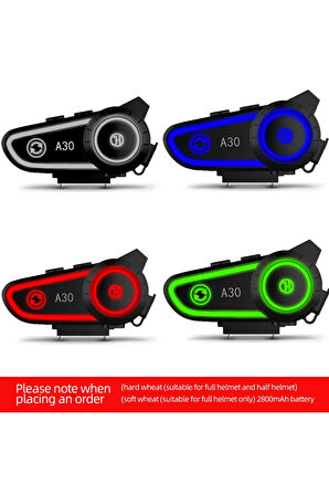 A30 Motosiklet Kask Kulaklık Intercom Işıklı 2 Eşleşme Özellikli