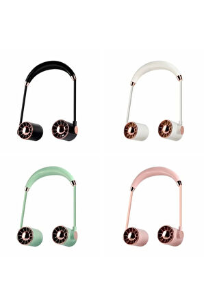 Boyunluk Fan Hava Soğutucu Vantilatör Boyuna Asmalı Şarjlı 3 Kademeli Mini Klima Beyaz