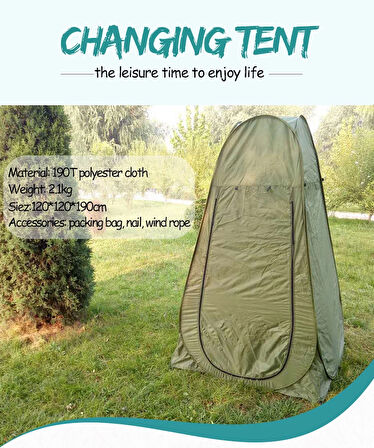 Kamp Alanı Duş Giyinme Wc Çadırı Fotoğrafcı Prova Kabini 190X120X120