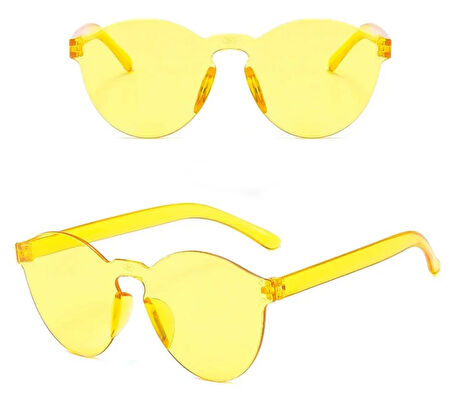 Sert Mika Oval Şekilli Çerçevesiz Sarı Gözlük Parti 5X14 Cm