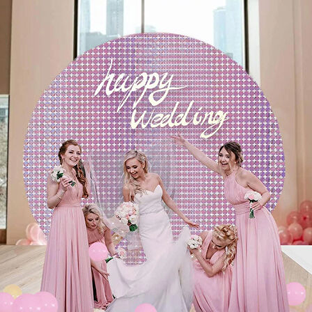 Ekstra Metalize Rose Gold Renk Disko Dikdörtgen Kesim Kapı Perdesi Dekorasyon 1X2 Metre