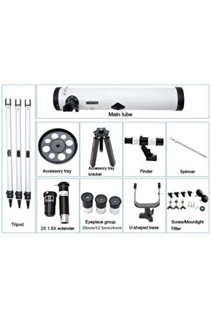 76X700 Profesyonel Aynalı Uzay Teleskopubeyaz