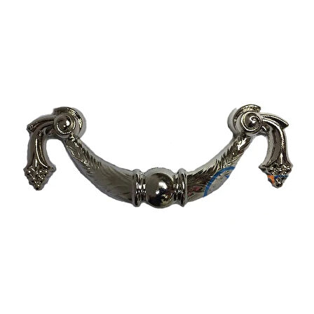 Dekoratif Zamak Üzümlü Kulp - 64Mm, Nikel, 100 Adet