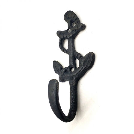 Antika Tarz Dekoratif Pirinç Halatlı, Çapa, Denizci, Gemici Askı - 95X42Mm, Oksit