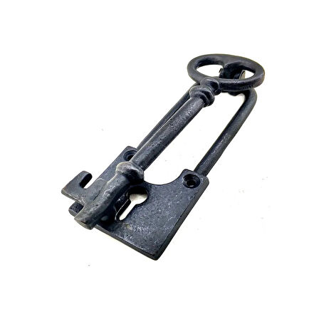 Antika Tarz Dekoratif Pirinç Anahtar Kapı Tokmağı, Taktak - 170X60Mm, Oksit