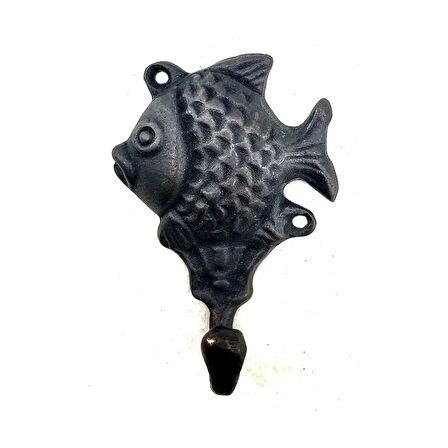 Antika Tarz Dekoratif Pirinç Balık Figürlü Askı - 84X51Mm, Oksit