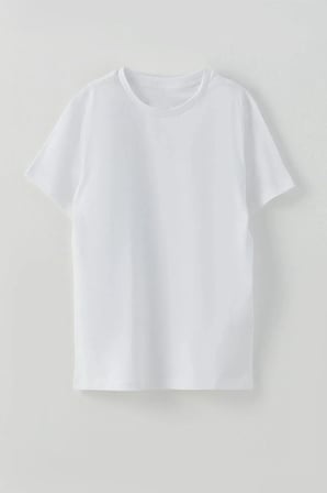 Unısex Bisiklet Yaka Kısa Kollu Düz Çocuk Tshirt