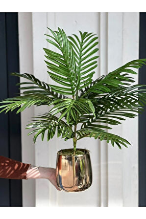 Yapay Bitkili Metal Vazo