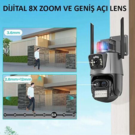 YS-18 Kablosuz Wifi ip 6 Megapixel Ultra HD Mavi kırmızı ışıklı Alarmlı Ev, Ofis Güvenlik Kamerası