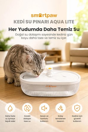 Smartpaw Aqua Lite Otomatik Kedi Su Pınarı (Distribütör Garantili)