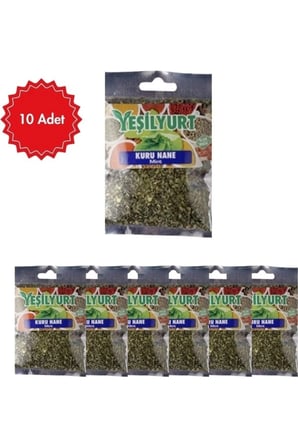 Yeşilyurt Kuru Nane 25 G x 10 Adet | Doğal ve Katkısız Baharat | Yemek, Çorba ve Salatalar Için