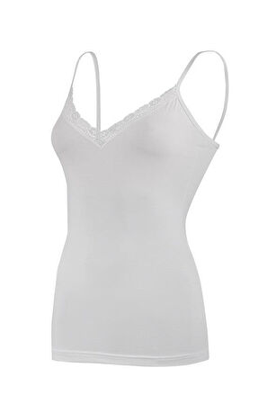 3 Adet Yıldız Kadın Modal Dantelli İp Askılı Atlet Beyaz 2225