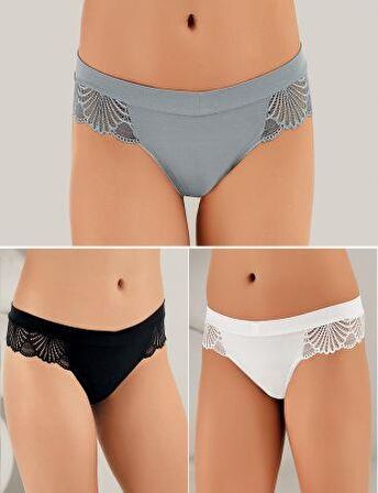 6 lı Paket Şahinler Kadın Dantelli Likralı Tanga Külot B3088