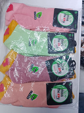 12 Çift Miss Merry Kadın Bambu Kısa Havlu Çorap Karışık Renk