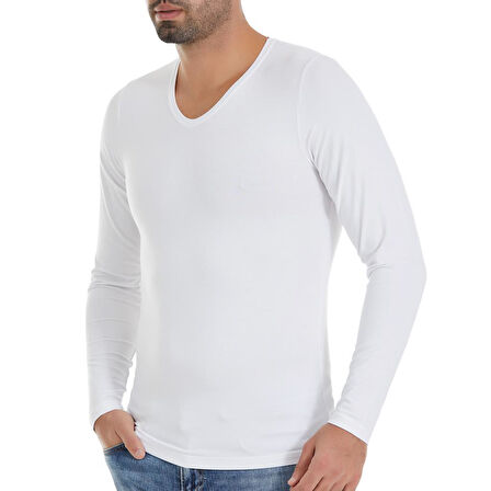 3 Adet Yıldız Erkek Bambu Uzun Kol T-Shirt Fanila Beyaz 485