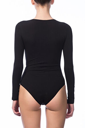 3 Adet Nbb Bayan Bisiklet Yaka Uzun Kollu Çıtçıtlı Body 2946