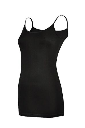 6 Adet Yıldız Modal Kadın Likralı İp Askılı Uzun Atlet Siyah 2266