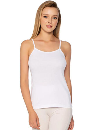 6 Adet Gümüş Kadın Ribana Düz Biye İp Askılı Atlet 3008