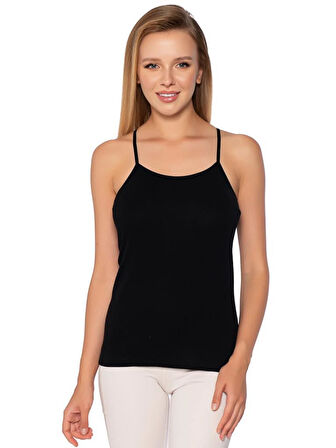 6 Adet Gümüş Kadın Renkli Ribana Düz Biye İp Askılı Atlet 4023